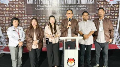 KPU Minahasa Terima 3 Berkas Bakal Calon, Pendaftaran Calon Bupati dan Wakil Bupati Minahasa Resmi Ditutup