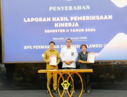 Didampingi Ketua DPRD Kota Manado, Wali Kota Andrei Angouw Terima LHP Semester II dari BPK RI Sulut