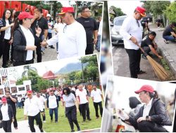 RD Vasung Kerja Bakti Bersama Jajaran Pemkab Minahasa di Lapangan Sam Ratulangi Tondano